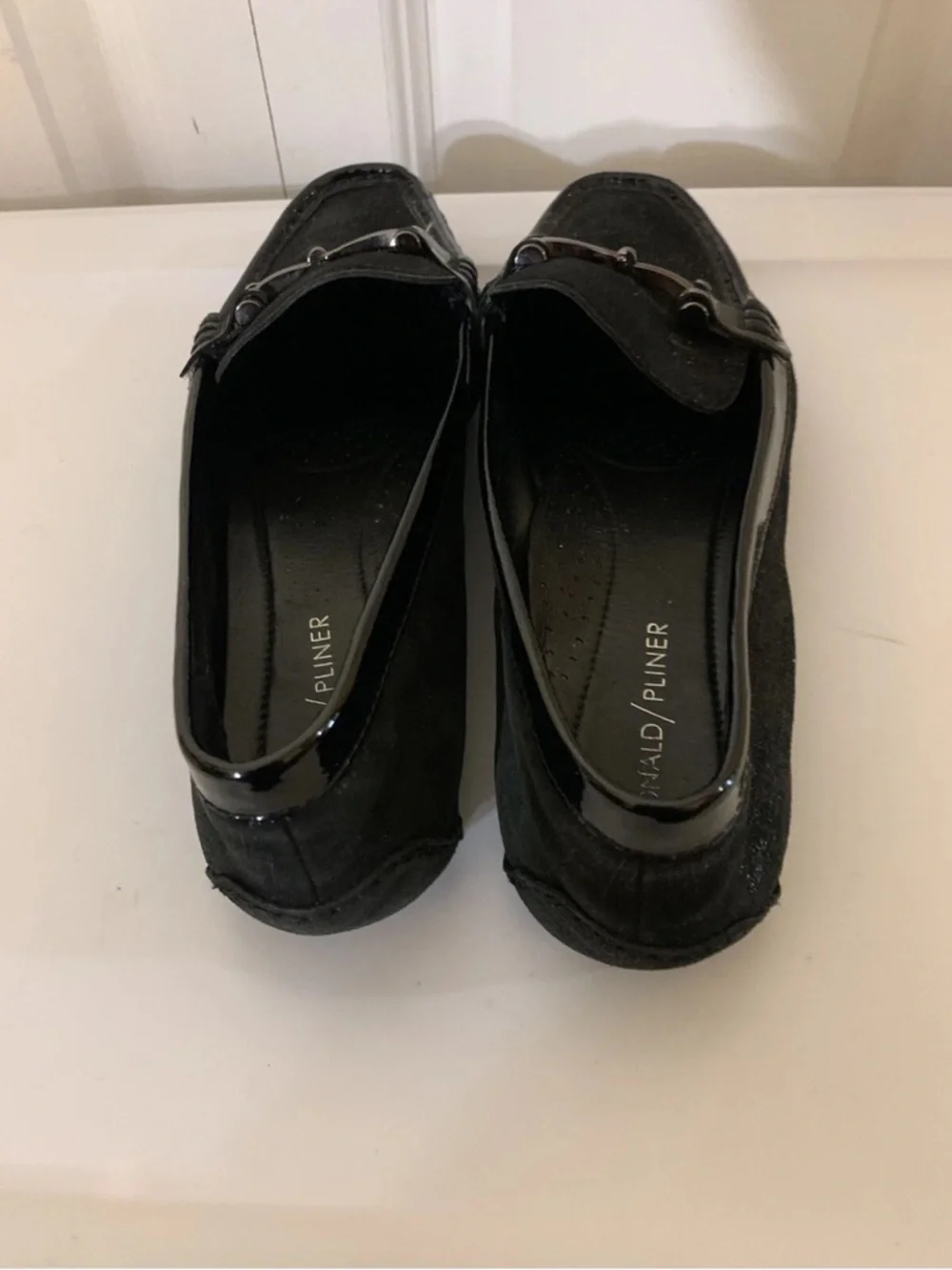 Donald J Pliner Mens‎ Sz 8.5M Black Leather Shoes loafers Buckle Horsebit